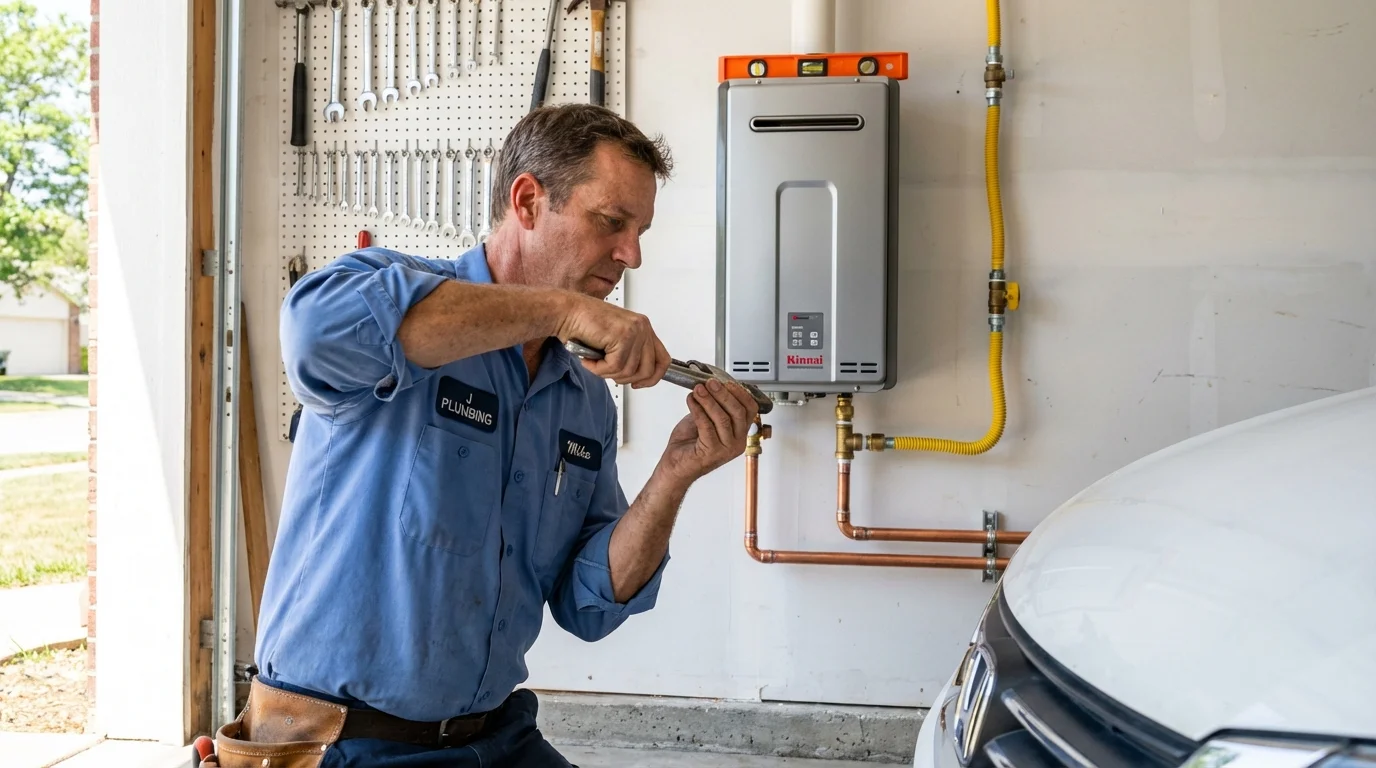 Tankless water heater installation by a Johns Plumbing LLC plumber in Amboy